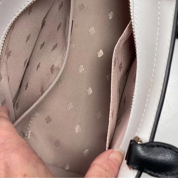 Kate Spade Staci Medium Satchel Crossbody Saffiano Leather Tan White Black - Picture 13 of 16